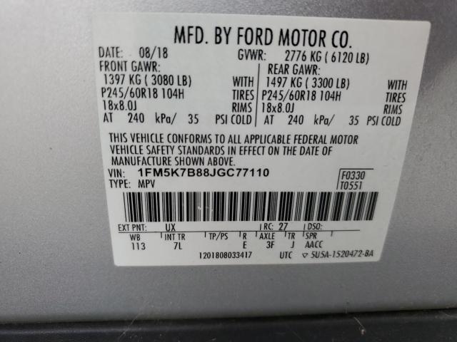 1FM5K7B88JGC77110 - 2018 FORD EXPLORER Silber Foto 13