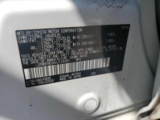 JTMBFREV6HJ124490 - 2017 TOYOTA RAV4 LE თეთრი ფოტო 14