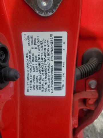 2HGFC2F54HH500087 - 2017 HONDA CIVIC LX წითელი ფოტო 12