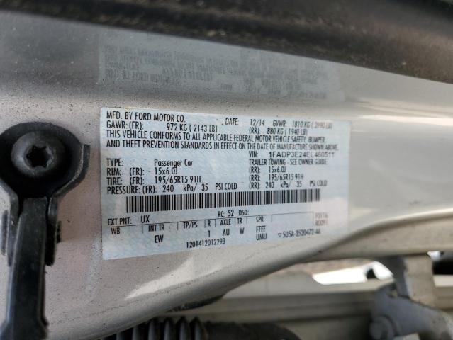 1FADP3E24EL460511 - 2014 FORD FOCUS S SILVER photo 12