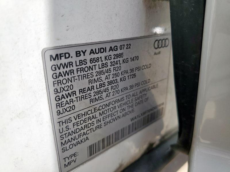 WA1LXBF70ND021918 - 2022 AUDI Q7 PREMIUM PLUS أبيض صورة 13