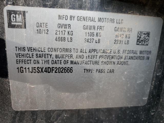 1G11J5SX4DF202666 - 2013 CHEVROLET MALIBU LTZ შავი ფოტო 12