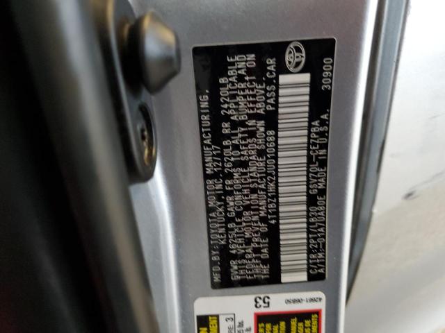 4T1BZ1HK2JU010688 - 2018 TOYOTA CAMRY XSE 银色 照片 12