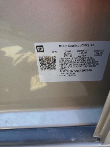 1G1ZD5STXNF193609 - 2022 CHEVROLET MALIBU LT TAN photo 12