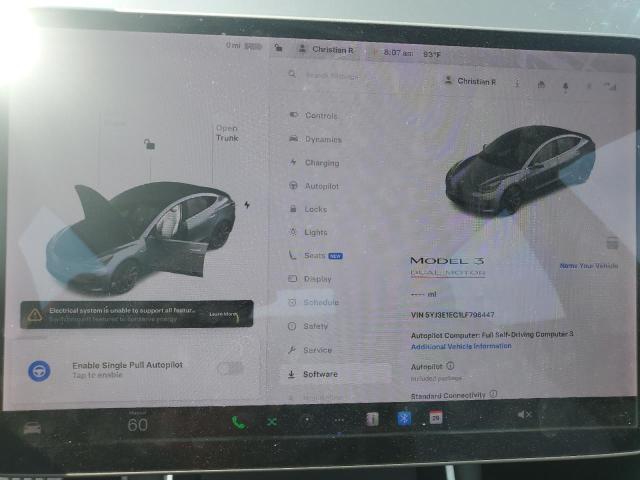 5YJ3E1EC1LF796447 - 2020 TESLA MODEL 3 GRAY photo 9