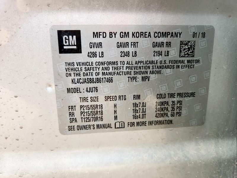 KL4CJASB8JB617466 - 2018 BUICK ENCORE PREFERRED 银色 照片 13