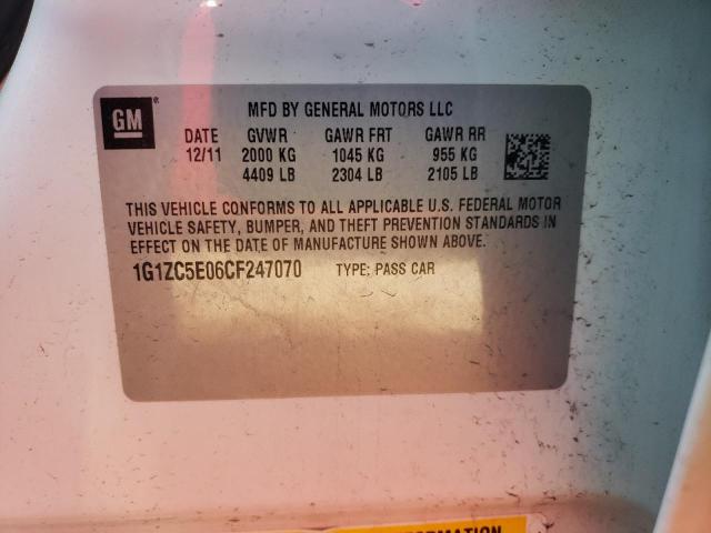 1G1ZC5E06CF247070 - 2012 CHEVROLET MALIBU 1LT 白色 照片 10