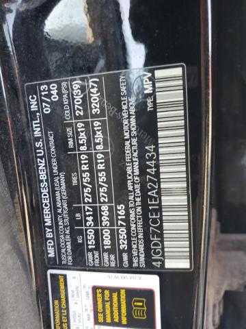 4JGDF7CE1EA274434 - 2014 MERCEDES-BENZ GL 450 4MATIC BLACK photo 13