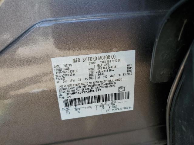 2FMPK4J9XKBB07793 - 2019 FORD EDGE SEL BROWN photo 12