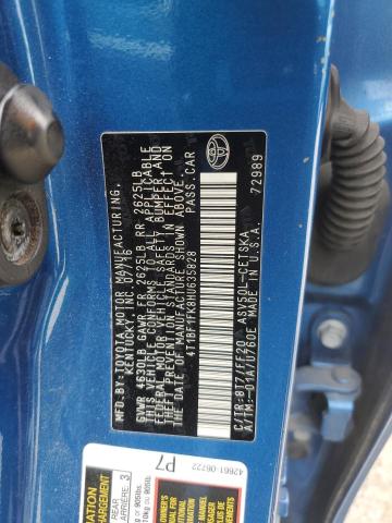 4T1BF1FK8HU635828 - 2017 TOYOTA CAMRY LE BLUE photo 13