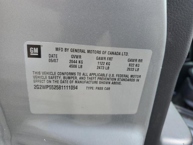 2G2WP552581111094 - 2008 PONTIAC GRAND PRIX 灰色 照片 12