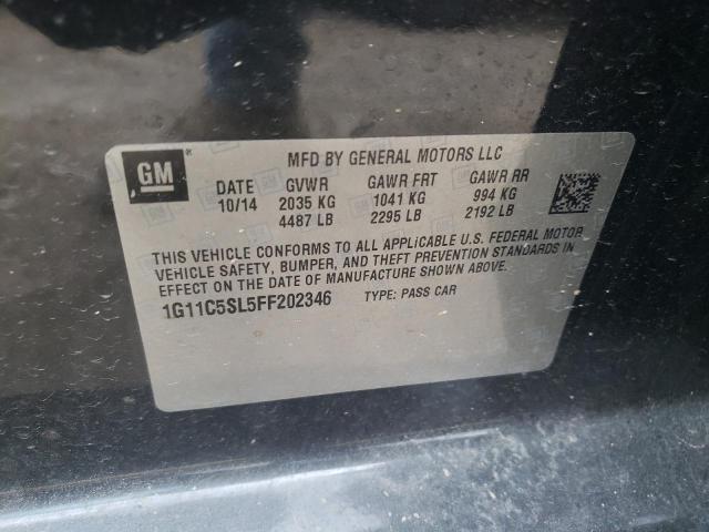 1G11C5SL5FF202346 - 2015 CHEVROLET MALIBU 1LT GRAY photo 10