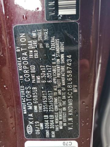 KNDMB5C18L6587434 - 2020 KIA SEDONA LX BURGUNDY photo 13