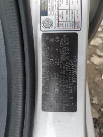 KNAFE222195620164 - 2009 KIA SPECTRA EX SILVER photo 12