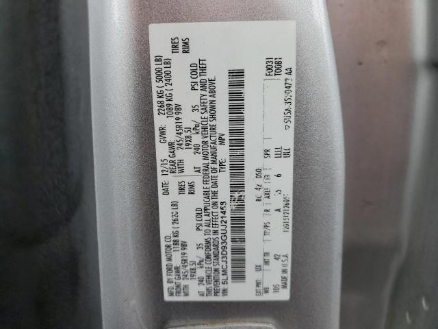 5LMCJ3D93GUJ21458 - 2016 LINCOLN MKC RESERVE Gümüş fotoğraf 10