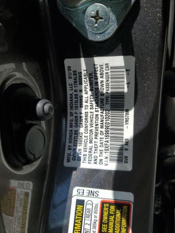 19XFA16969E010202 - 2009 HONDA CIVIC EXL GRAY photo 12