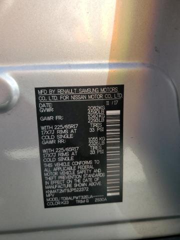 KNMAT2MT9JP522372 - 2018 NISSAN ROGUE S 银色 照片 13