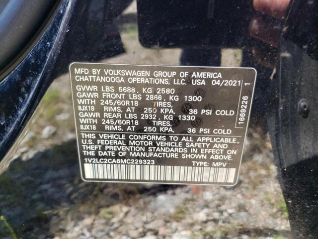 1V2LC2CA6MC229323 - 2021 VOLKSWAGEN ATLAS CROS SE BLACK photo 13