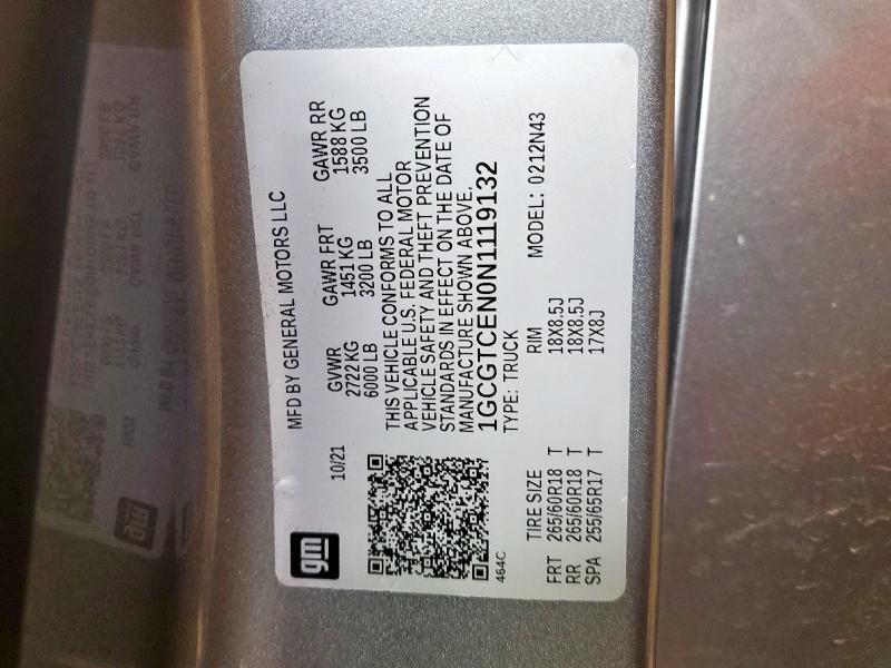 1GCGTCEN0N1119132 - 2022 CHEVROLET COLORADO LT GRAY photo 13