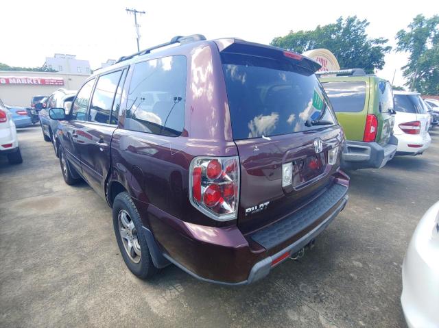 2HKYF18697H532313 - 2007 HONDA PILOT EXL MAROON photo 3