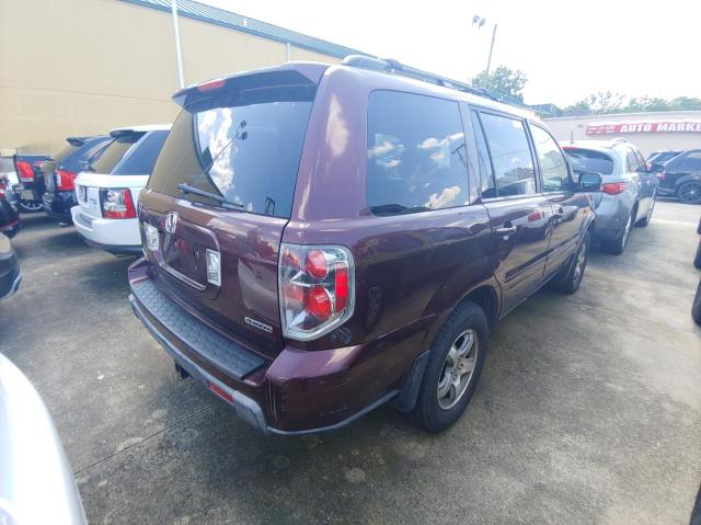 2HKYF18697H532313 - 2007 HONDA PILOT EXL MAROON photo 4
