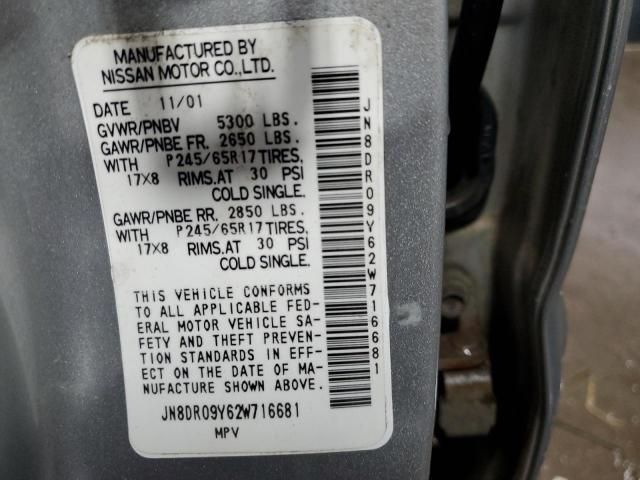 JN8DR09Y62W716681 - 2002 NISSAN PATHFINDER LE 银色 照片 13