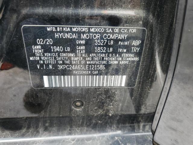 3KPC24A65LE121586 - 2020 HYUNDAI ACCENT SE BLACK photo 12