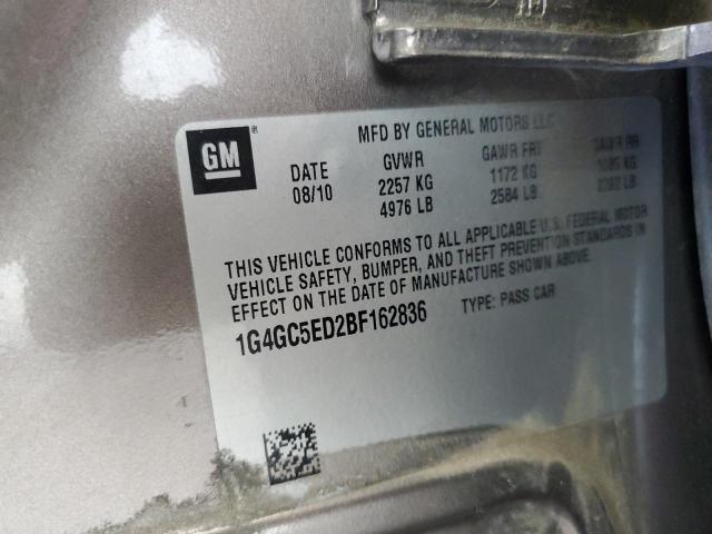 1G4GC5ED2BF162836 - 2011 BUICK LACROSSE CXL GRAY photo 13