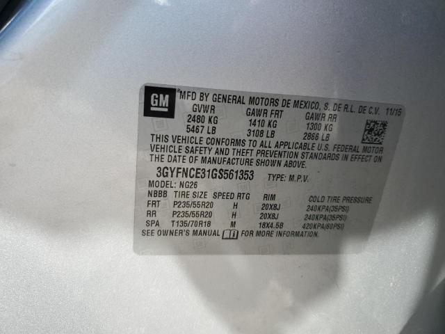 3GYFNCE31GS561353 - 2016 CADILLAC SRX PERFORMANCE COLLECTION SILVER photo 13