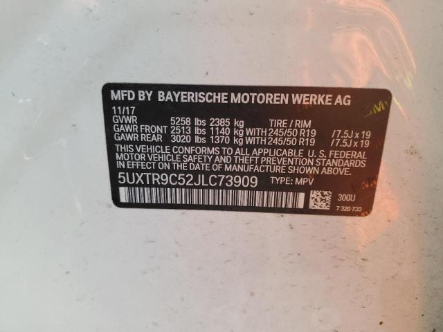 5UXTR9C52JLC73909 - 2018 BMW X3 XDRIVE30I WHITE photo 13