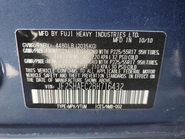 JF2SHAEC2BH716432 - 2011 SUBARU FORESTER LIMITED Niebieski zdjęcie 14