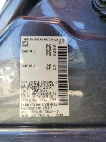 1N4BL4DV3MN358902 - 2021 NISSAN ALTIMA SV GRAY photo 12