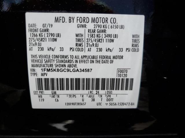 1FM5K8GC9LGA34587 - 2020 FORD EXPLORER ST BLACK photo 13