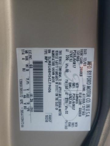 5LMEU68H54ZJ19406 - 2004 LINCOLN AVIATOR ბეჟი ფოტო 13