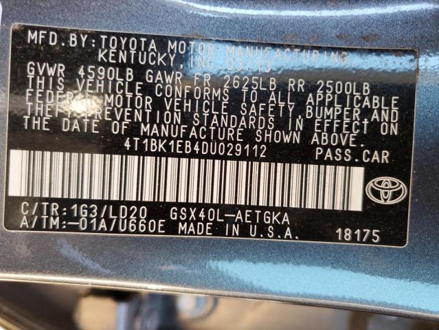 4T1BK1EB4DU029112 - 2013 TOYOTA AVALON BASE 灰色 照片 12