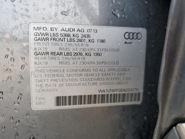 WA1LFAFP2EA024270 - 2014 AUDI Q5 PREMIUM PLUS GRAY photo 14