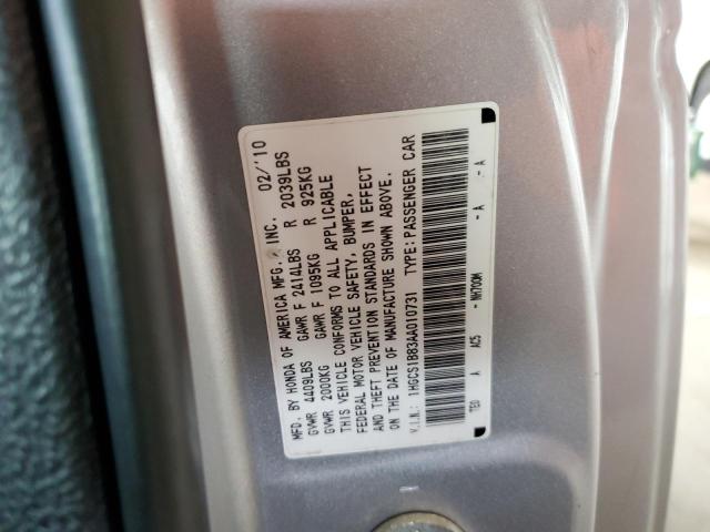 1HGCS1B83AA010731 - 2010 HONDA ACCORD EXL SILVER photo 12