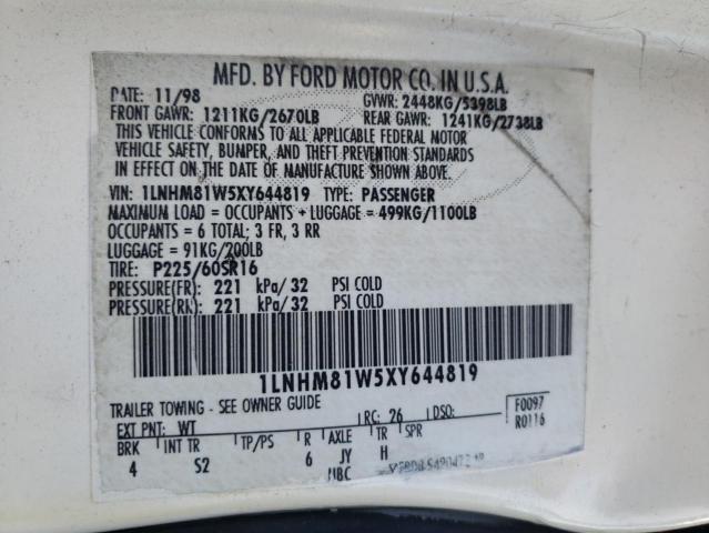 1LNHM81W5XY644819 - 1999 LINCOLN TOWN CAR EXECUTIVE WHITE photo 12