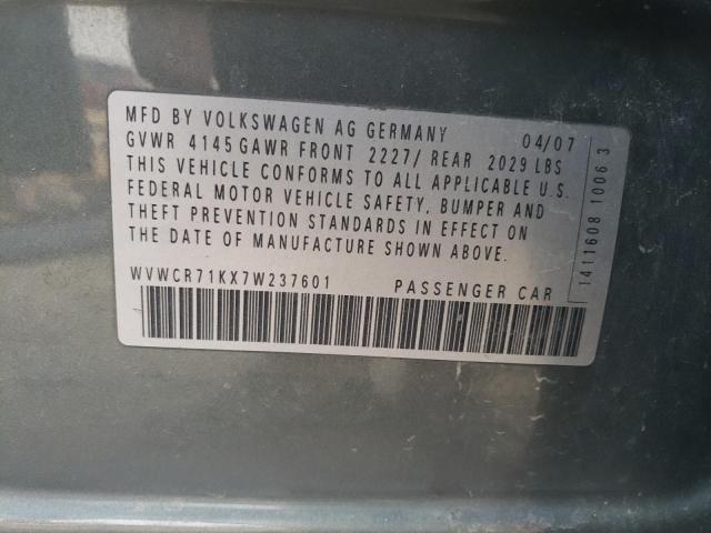 WVWCR71KX7W237601 - 2007 VOLKSWAGEN RABBIT GRAY photo 12