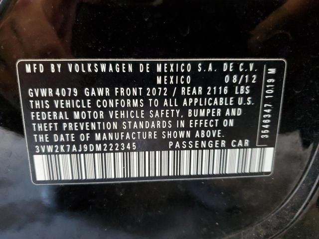 3VW2K7AJ9DM222345 - 2013 VOLKSWAGEN JETTA BASE 黑色 照片 12