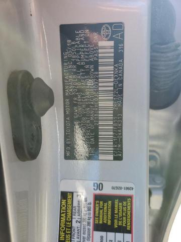 2T1BURHE0JC109728 - 2018 TOYOTA COROLLA L 银色 照片 12