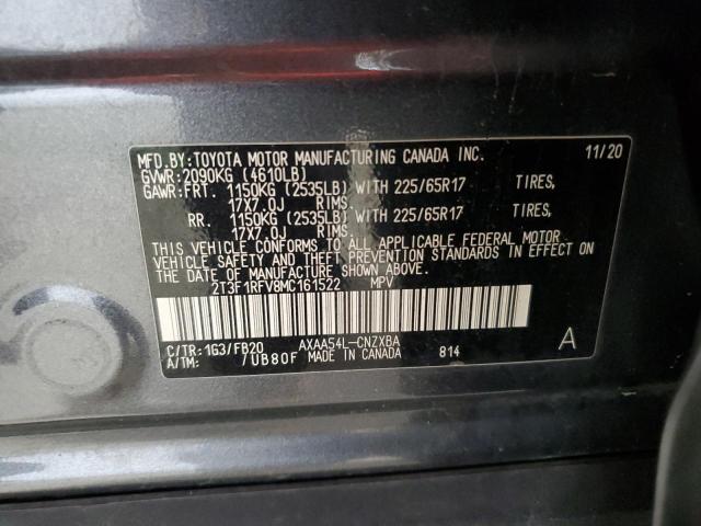 2T3F1RFV8MC161522 - 2021 TOYOTA RAV4 LE GRAY photo 13