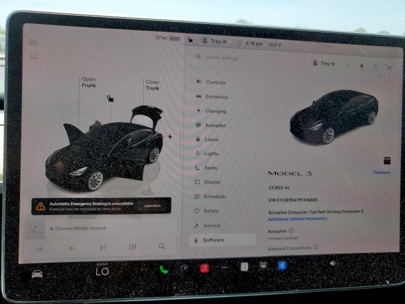 5YJ3E1EA7PF418895 - 2023 TESLA MODEL 3 BLACK photo 9