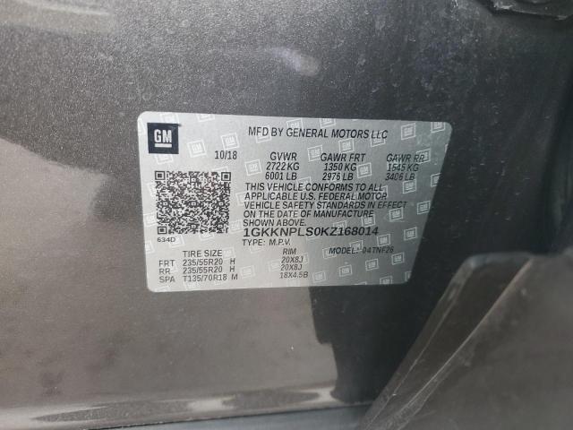 1GKKNPLS0KZ168014 - 2019 GMC ACADIA DENALI Графитовый фото 12