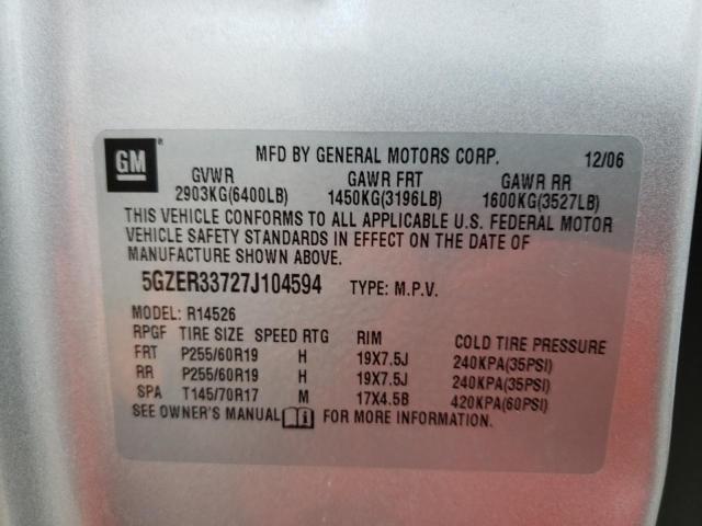 5GZER33727J104594 - 2007 SATURN OUTLOOK SPECIAL 银色 照片 10