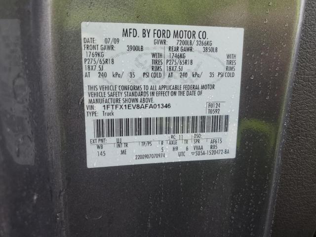 1FTFX1EV8AFA01346 - 2010 FORD F150 SUPER CAB GRAY photo 12