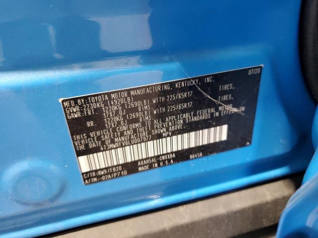 4T3MWRFV6LU007977 - 2020 TOYOTA RAV4 LE 蓝色 照片 14