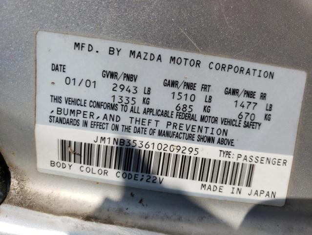 JM1NB353610209295 - 2001 MAZDA MX-5 MIATA BASE GRAY photo 12