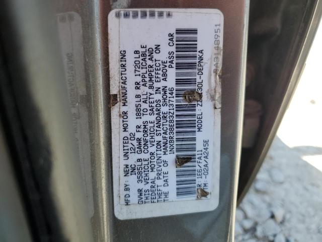 1NXBR38E83Z137146 - 2003 TOYOTA COROLLA CE ბეჟი ფოტო 13