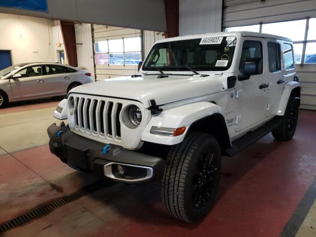 1C4JJXP65PW524126 - 2023 JEEP WRANGLER SAHARA 4XE WHITE photo 2